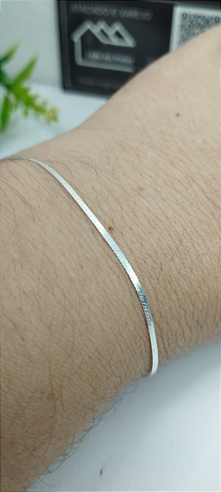 *Pulseira Laminada Fina 18cm x 1mm em prata 925*