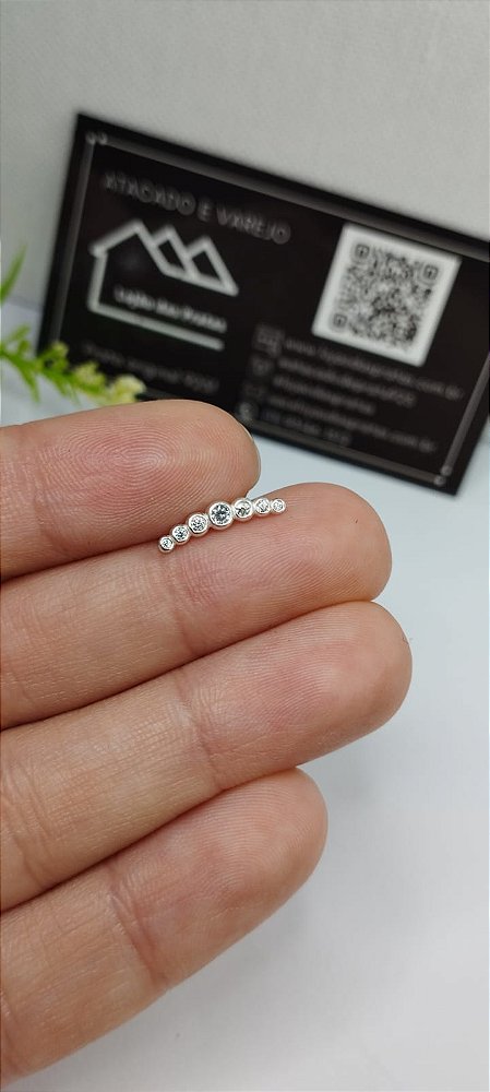 Piercing Furo Pedras em Prata 925