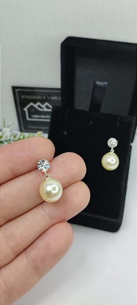 *Brinco Pérola com Pedra em prata 925*