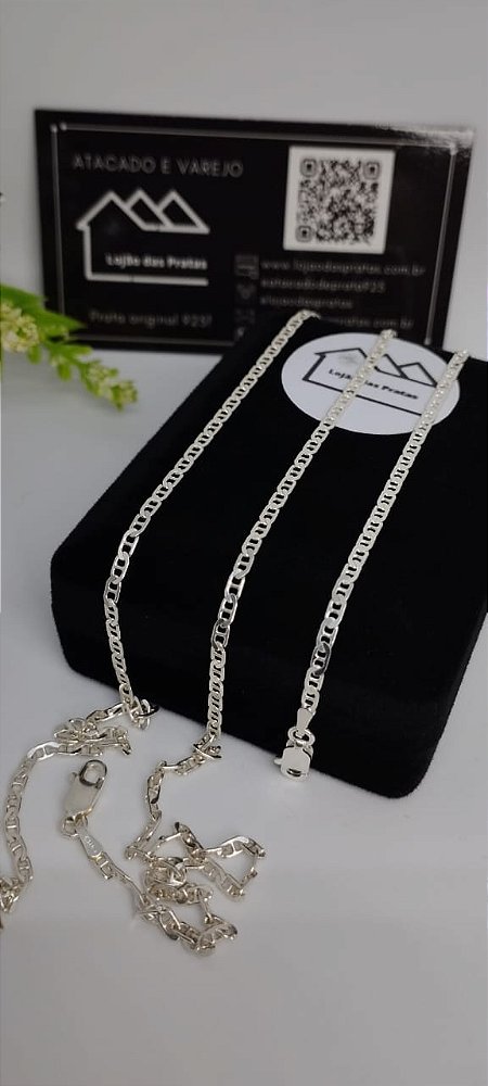 *Conjunto Corrente masculina Gucci 0,2mm x 60cm mais Pulseira 0,2cm x 21cm em prata 925*