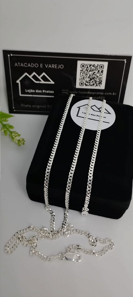 *Conjunto Corrente Fina 1x1 - 0,2mm x 70cm e Pulseira 1x1 - 0,2mm x 21cm em Prata 925*