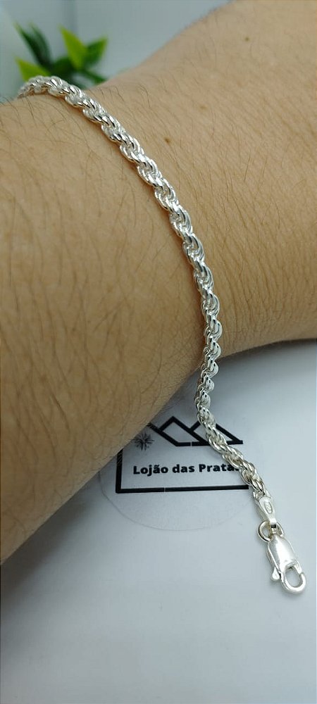 *Pulseira Trançada Fio Baiano 19cm x 0,3mm em prata 925*
