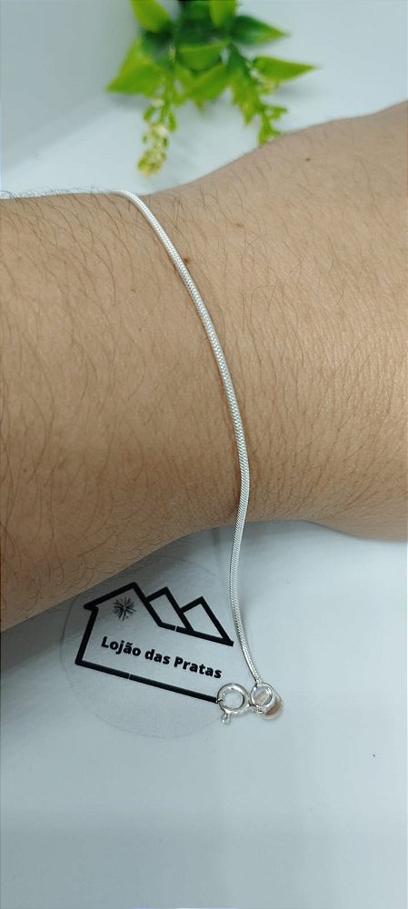 *Choker fio laminado (Rabo de Rato) 40cm e Pulseira 20cm em prata 925*