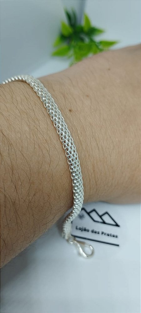 *Pulseira Bracelete Lacraia 18cm x 5mm em prata 925*