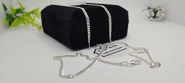 *Corrente Fina 1x1 - 0,2mm x 60cm em Prata 925*