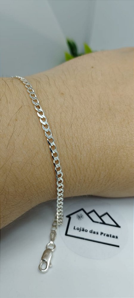 *Pulseira Masculina Grumet 1x1 - 0,3mm x 20cm de Prata 925*