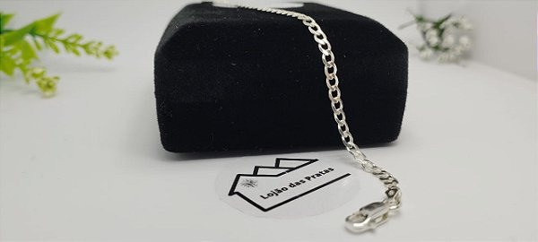 *Pulseira Masculina Grumet 1x1 - 0,3mm x 20cm de Prata 925*