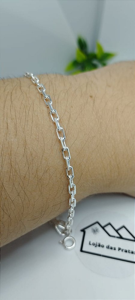 *Pulseira masculina Cartier Cadeado 21cm x 3mm em prata 925*