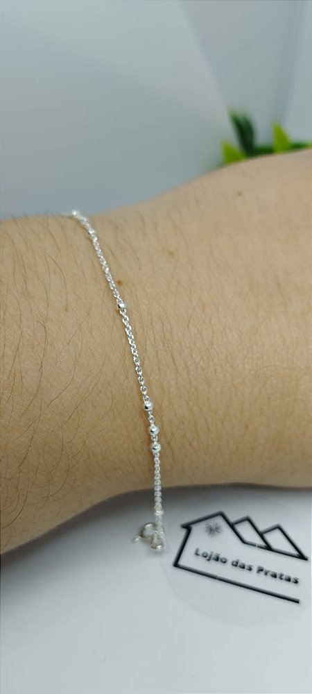 *Pulseira Bolinha 19cm x 1cm em prata 925*