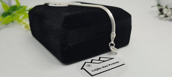 *Pulseira Lacraia - Rabo de Rato Fio Quadrado 18cm x 3mm em prata 925*