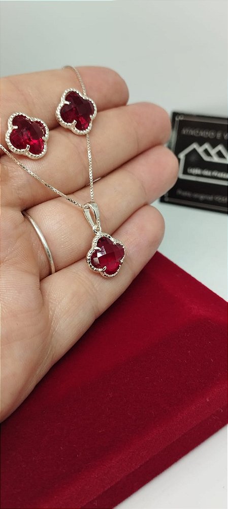*PORTA JÓIAS DE BRINDE* *Conjunto TREVO em prata 925*