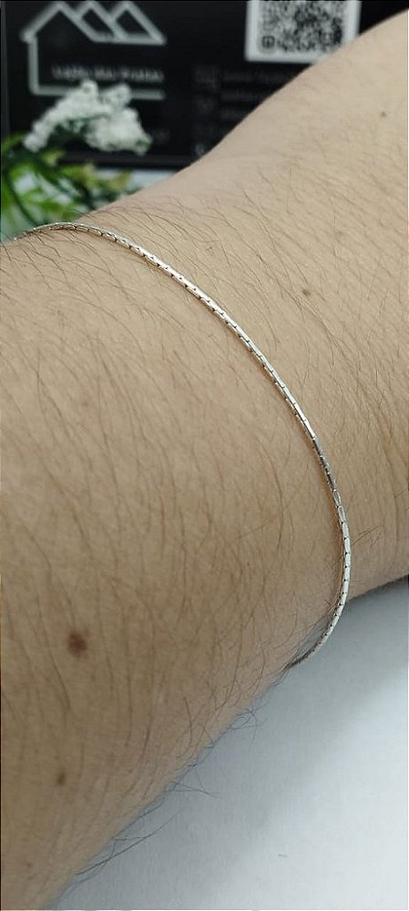 *Pulseira Lisa Laminada fio redondo ou quadrado 18cm x 1mm em prata 925*