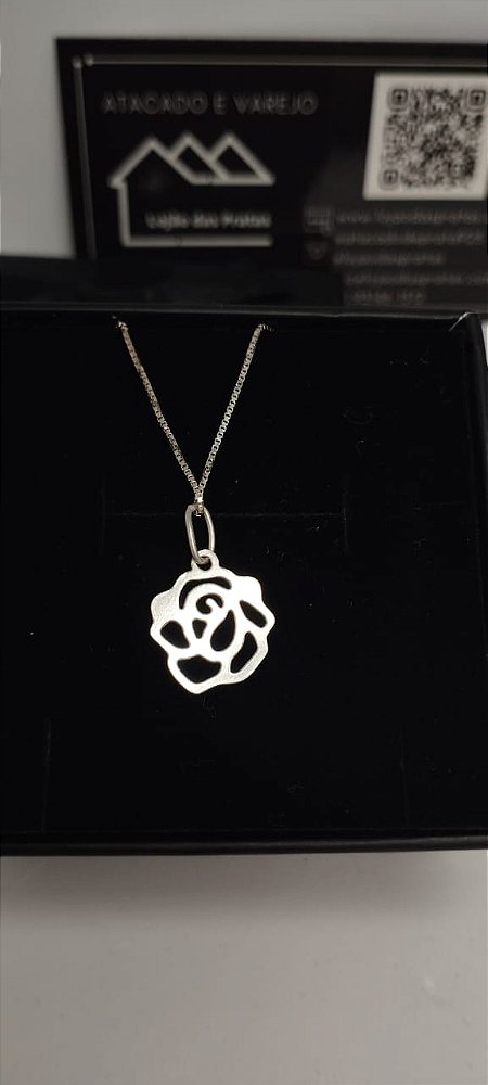 *Conjunto Pingente e Corrente veneziana 45 cm em prata 925*