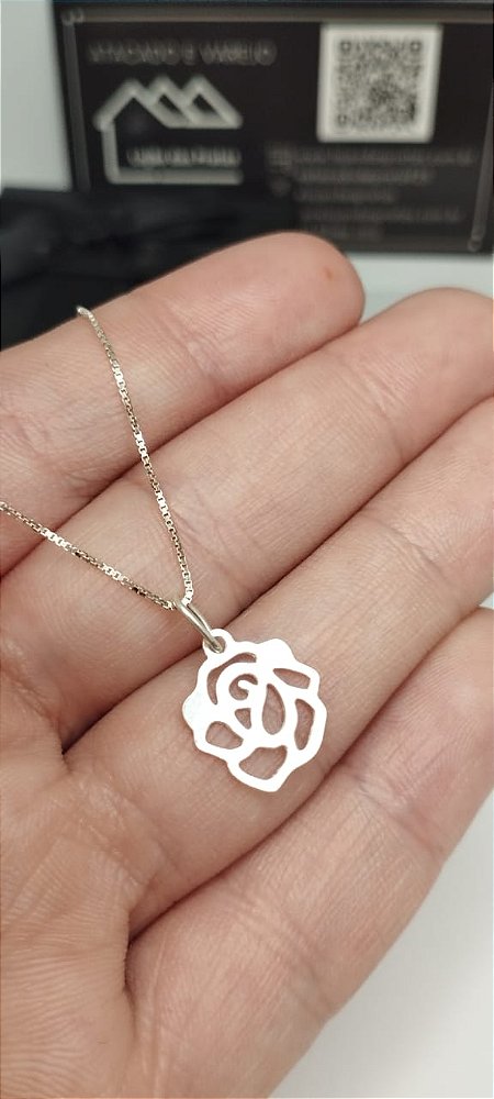 Conjunto Pingente e Corrente veneziana 45 cm em prata 925