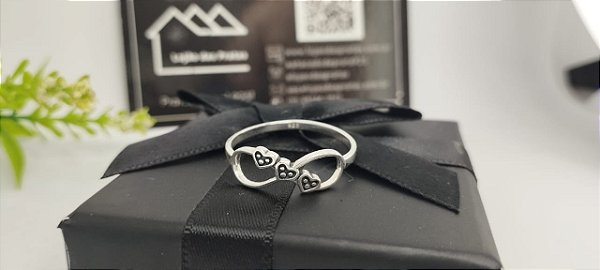 *Anel infinito com coração em prata 925*