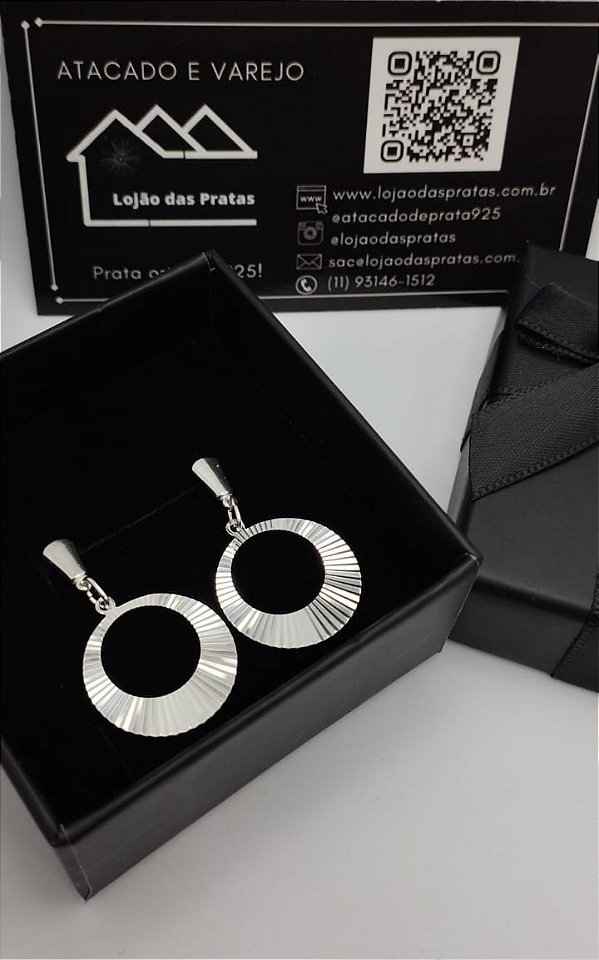 Brinco Círculo Diamantado em Prata 925 *Atacado e Varejo*