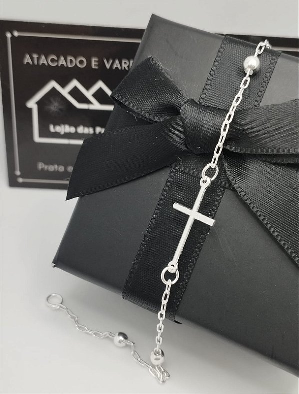 Pulseira com Cruz central em prata 925 *Atacao de Varejo*