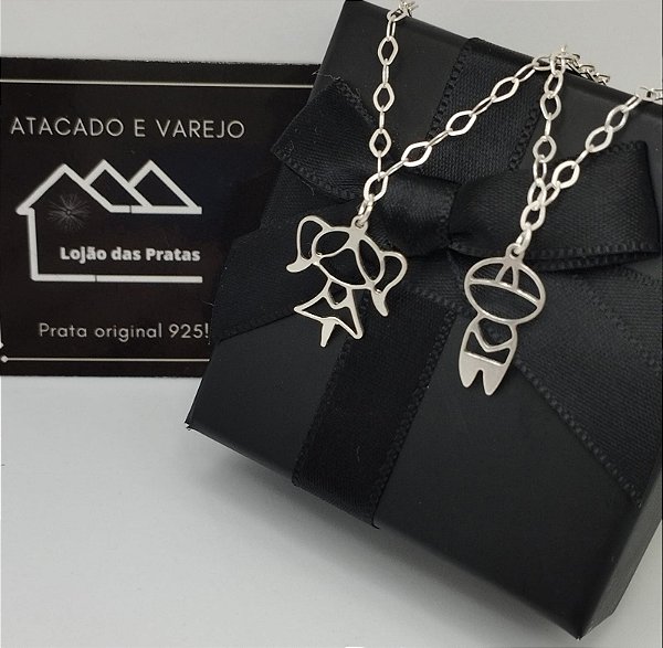 Pulseira com Pingente menina ou menino em prata 925 *Atacado e Varejo*