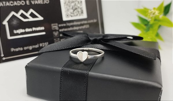 Anel Infantil Coração Central em Prata 925 *Atacado e Varejo*