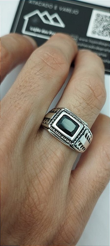 Anel masculino com Pedra em prata 925