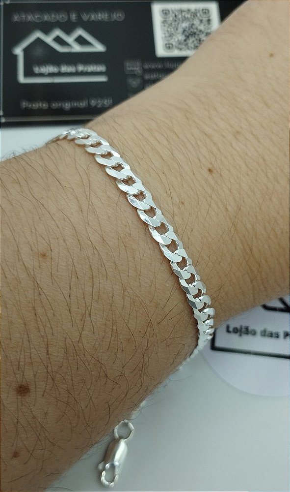 Corrente Masculina Grumet e Pulseira 1x1 - 0,5mm x 60cm ou 70cm em Prata 925