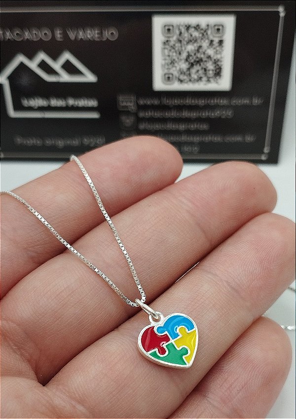 Colar Veneziana com Pingente Autismo em Prata 925 – Delicado e Cheio de Significado