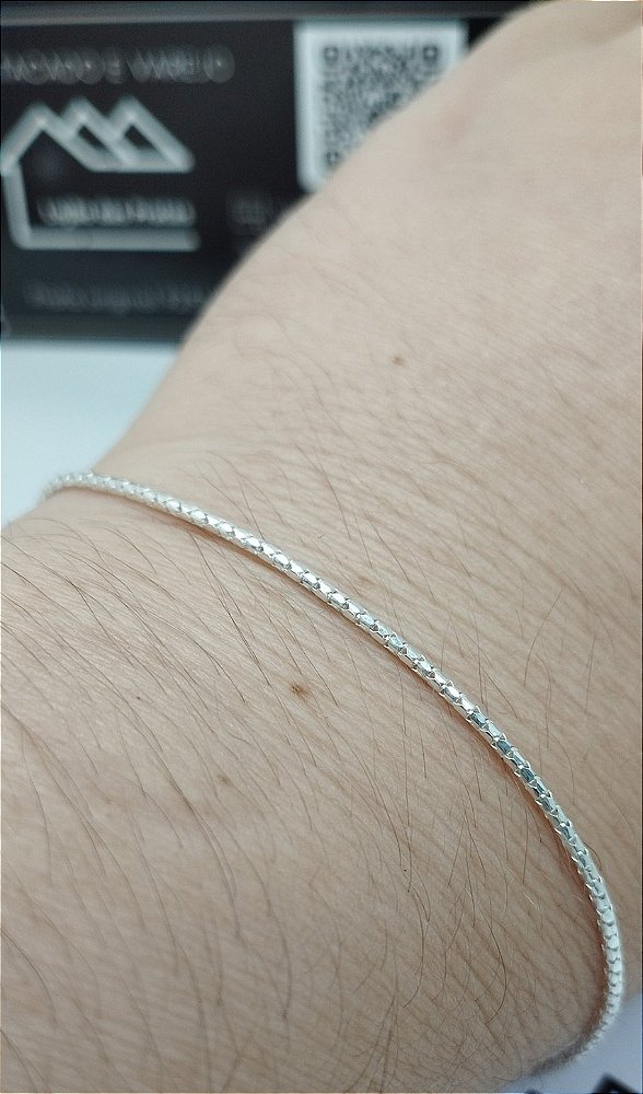 Pulseira Pipoca lisa 19cm x 0,2cm em prata 925