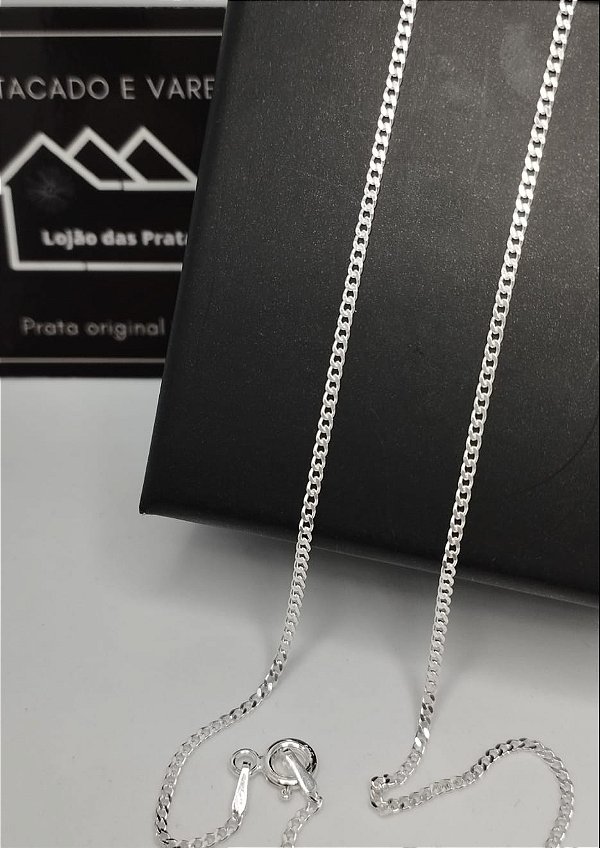 Corrente Fina Grumet Espelhada 70 cm x  0,2 cm em Prata 925