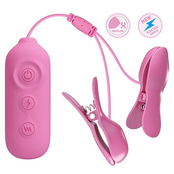 Estimulador de Mamilos Com Vibro e Ondas de Choque Nipple Clip Pretty Love