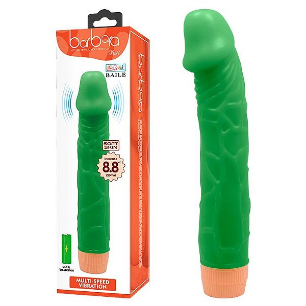 Prótese Pênis Realístico Com Vibro em Silicone Verde Baile