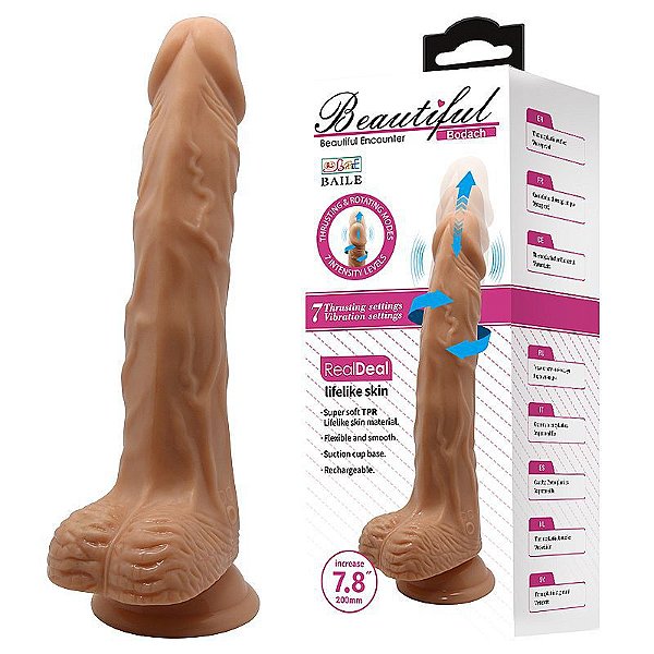 Prótese Pênis Com Vibro e Ventosa Movimento Vai e Vem Bodach Baile