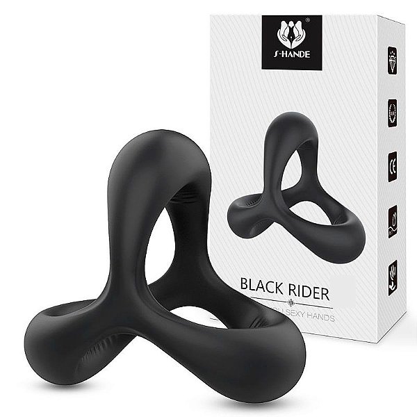 Anel Peniano Médio com Suporte para Testículos Black Rider S-Hande