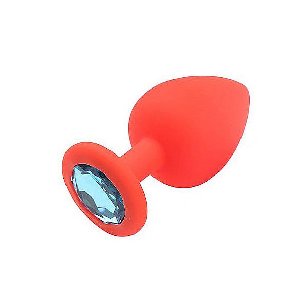 Plug Anal Grande em Silicone com Pedra de Cristal Azul