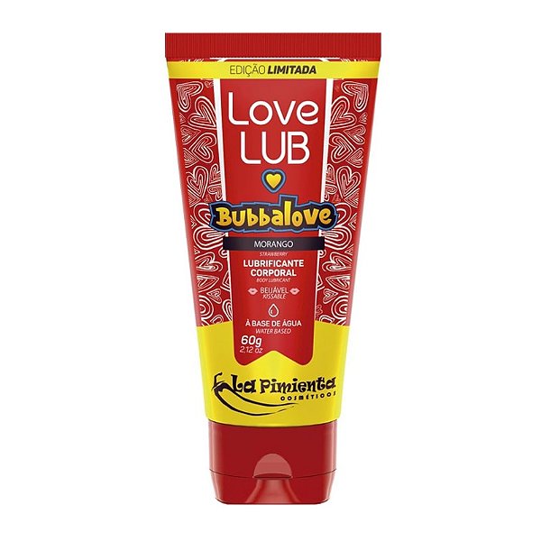 Lubrificante Comestível Bubbalove Sabor Morango La Pimienta 60g
