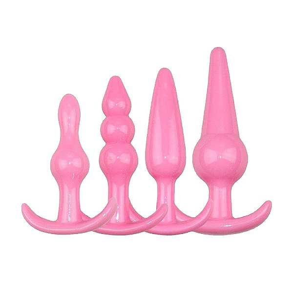 Kit de Plug Anal Para Iniciantes Cor Rosa