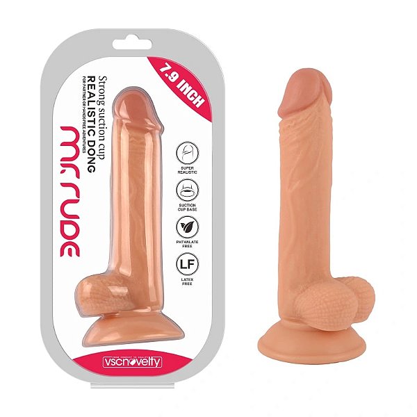 Prótese Realística 20 Centímetros Com Ventosa Mr. Rude Bege