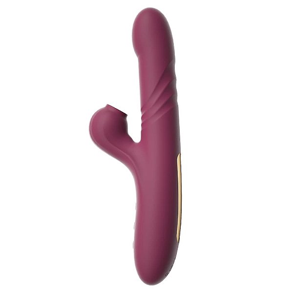 Vibrador de Ponto G e Pulsação com Movimento Vai e Vem Recarregável Vinho
