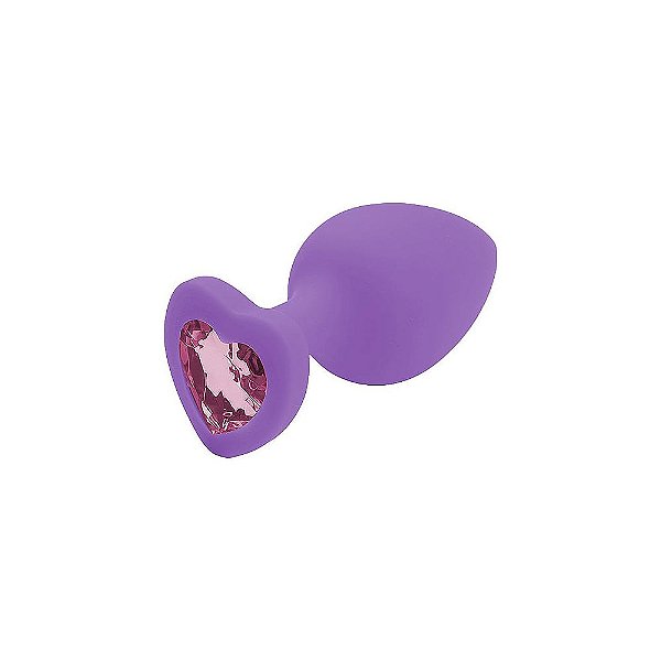 Plug Anal Médio Em Silicone Com Pedra De Cristal Em Formato de Coração