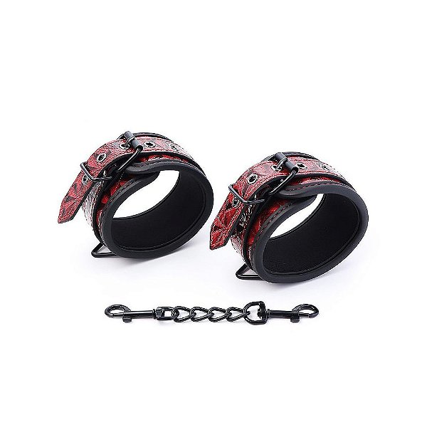 Algemas de Luxo com Corrente e Fivelas Vermelho