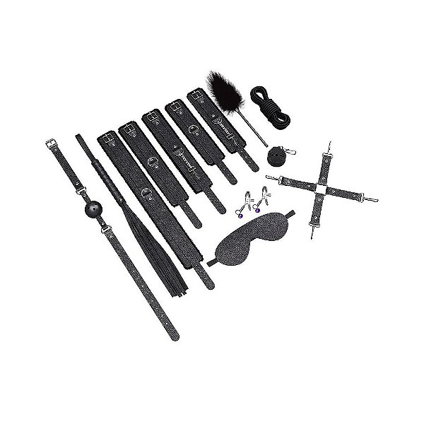 Kit Completo BDSM Com 10 Acessórios Acabamento em Pelúcia Preta