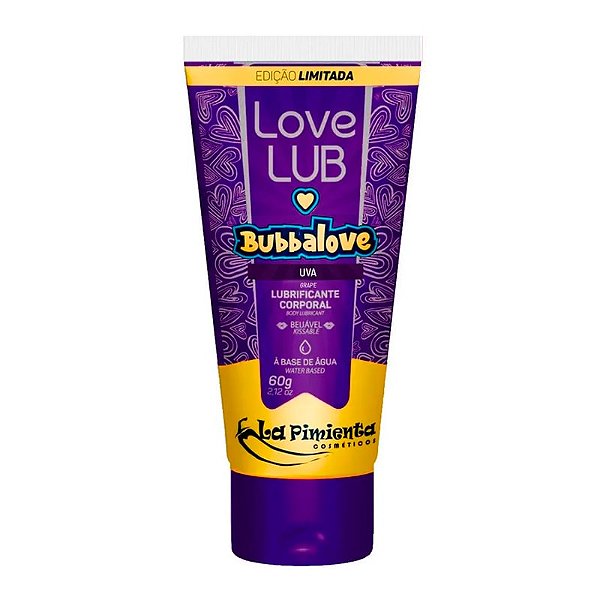 Lubrificante Comestível Bubbalove Sabor Uva La Pimienta 60g