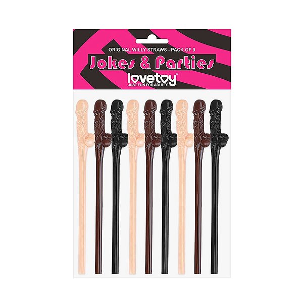 Kit 9 Canudos Em Formato de Pênis Willy Straws Lovetoy
