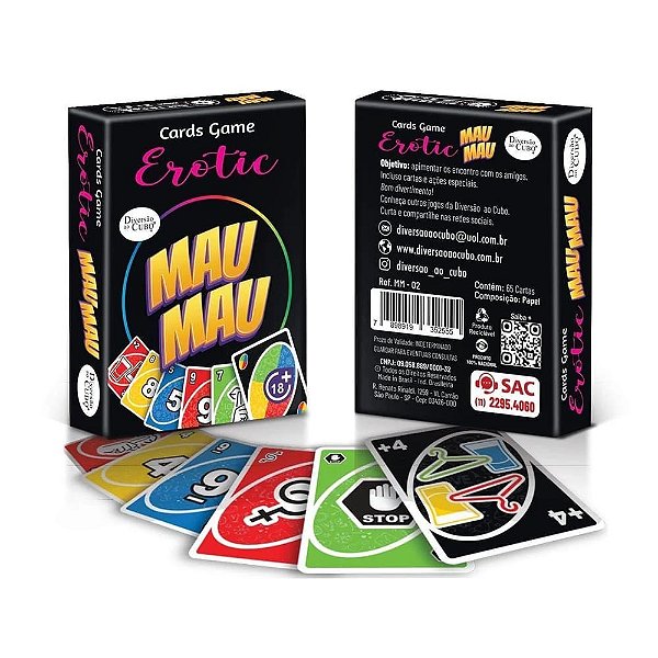 Jogo de Cartas Estilo UNO Erotic Mau Mau Diversão Ao Cubo