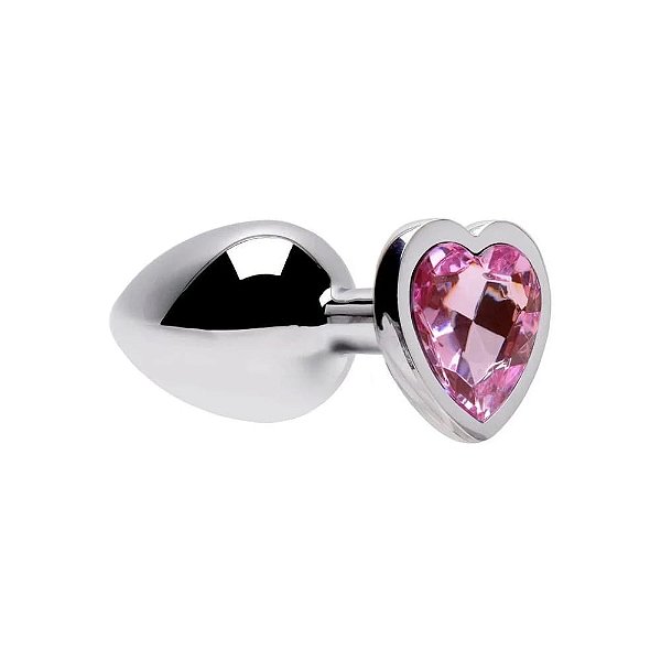 Plug Anal de Metal Pequeno Formato de Coração Rosa
