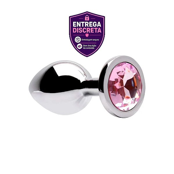 Plug Anal de Metal Pequeno Cristal Rosa