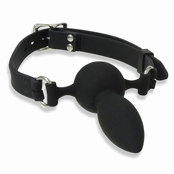Mordaça Com Plug Anal de Silicone