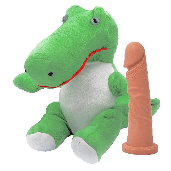 Jacaré de Pelúcia Com Compartimento Interno Prótese e Cadeado Dominatrixxx