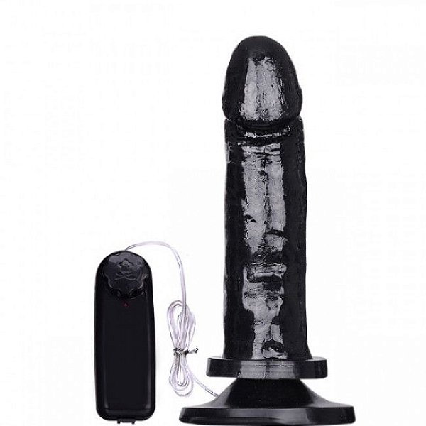 Prótese Pênis Realístico Com Vibro e Ventosa Preto