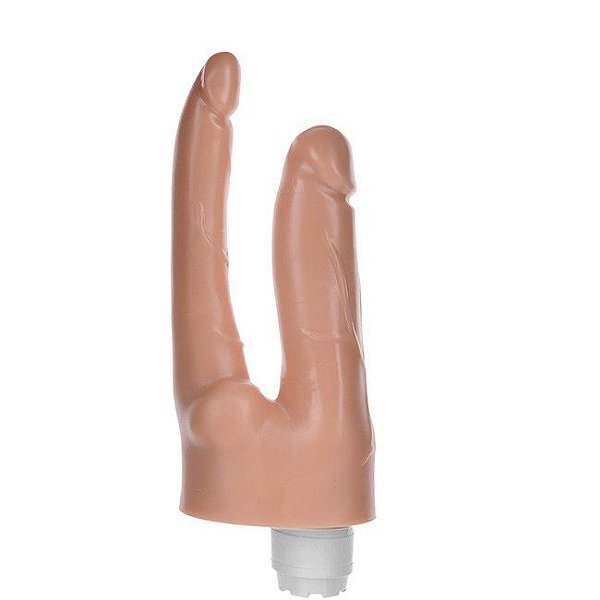 Prótese Realística Dupla Penetração Com Vibração Bege Soft Line K Import