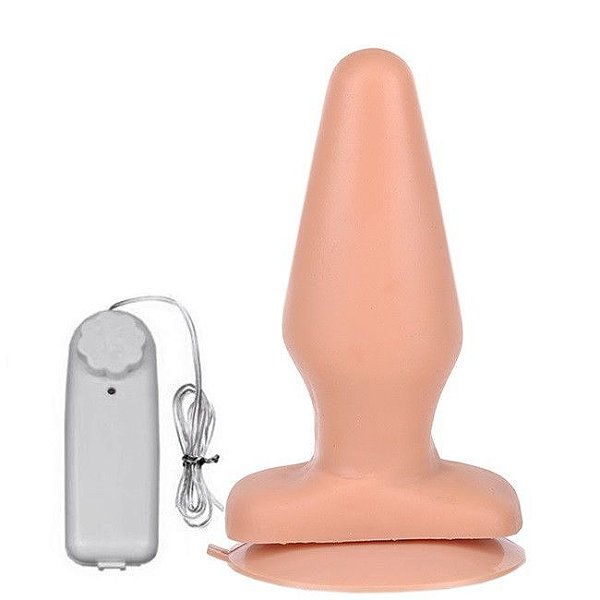 Plug Anal Macio Com Vibro e Ventosa Bege Flamie K Import